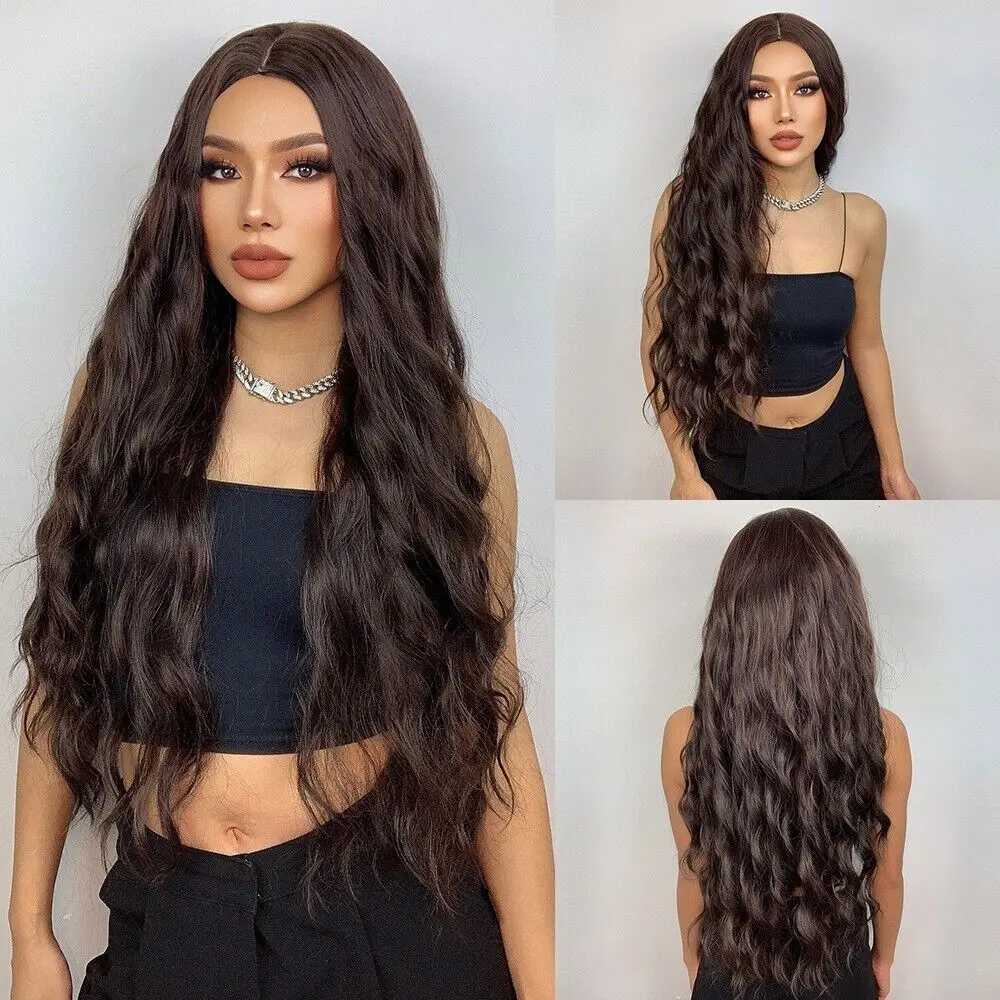 28-Inch Long Brown High-Temperature Fiber Wigs-Gorgeous and Versatile Hairstyle Synthetic