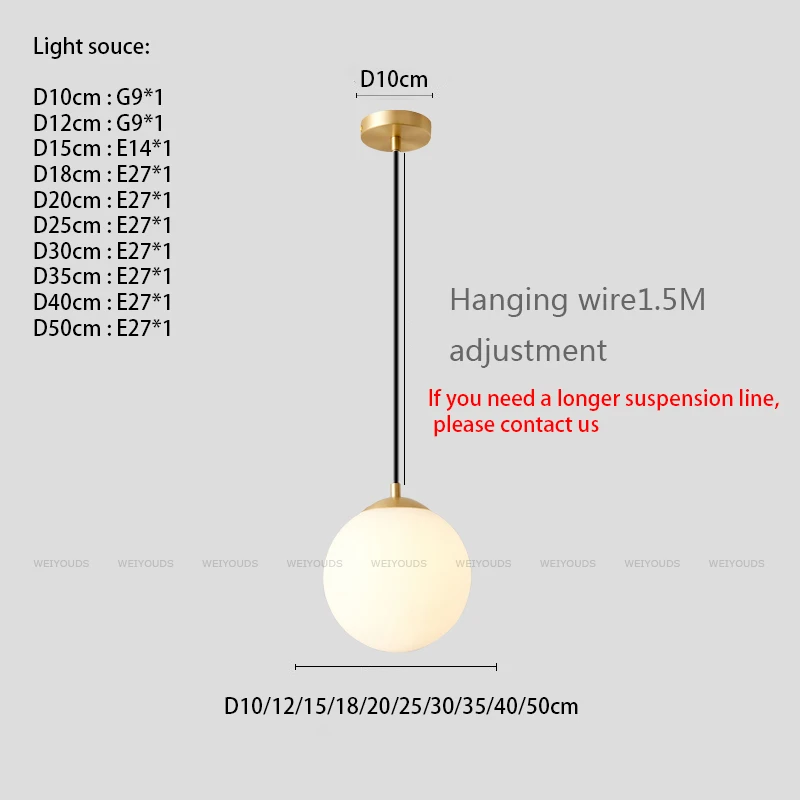 Witte ronde glazen bol hanglamp, bar restaurant winkel decoratieve licht, studeerkamer slaapkamer licht, bar bureaulamp