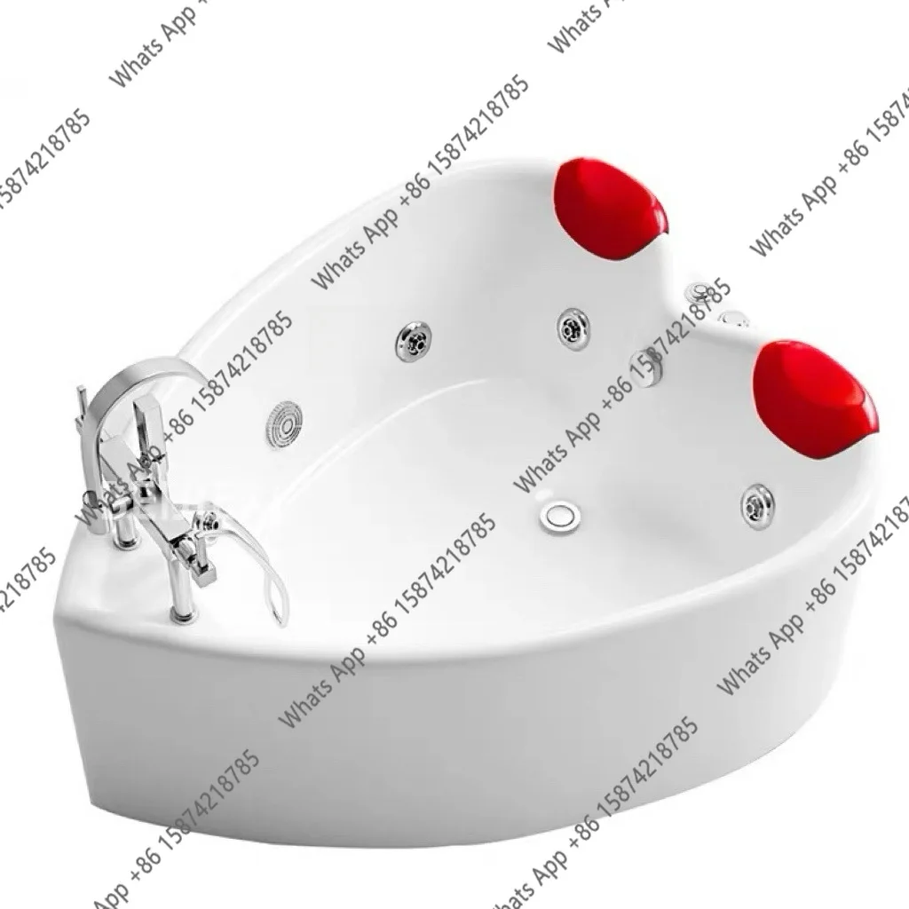 Acrylic heart-shaped bathtub surf massage white pink double couple bath pool theme hotel bathtub