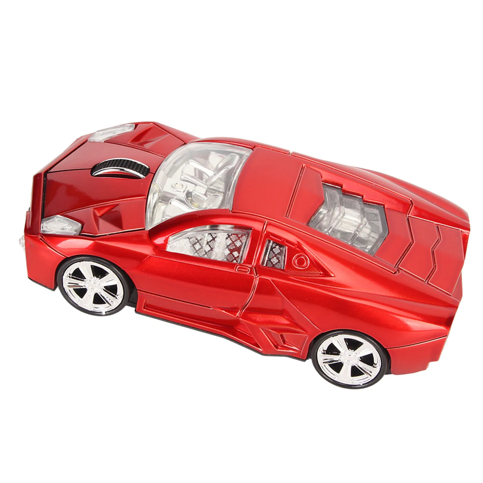 Wireless Mouse Sports Car Style 2.4GHz USB Receiver 1600DPI LED Light Office Mouse for Laptop Desktop Computer