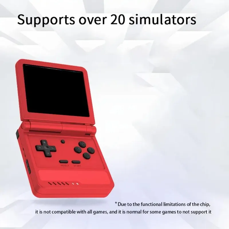 Powkiddy V90s Retro Flip Handheld Game Player 3.5 Inch New Foldable Console Open-Sourse Mini Video Player Pocket Handheld Gift