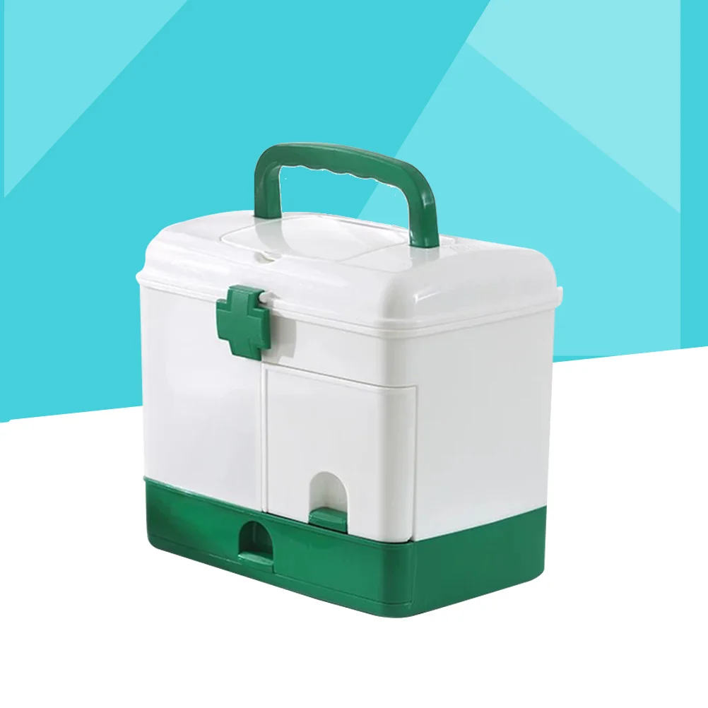 طقم أدوات طبية محمول باللون الأخضر، صندوق مساعد متعدد السعة مع تصميم درج للاستخدام الخارجي #3