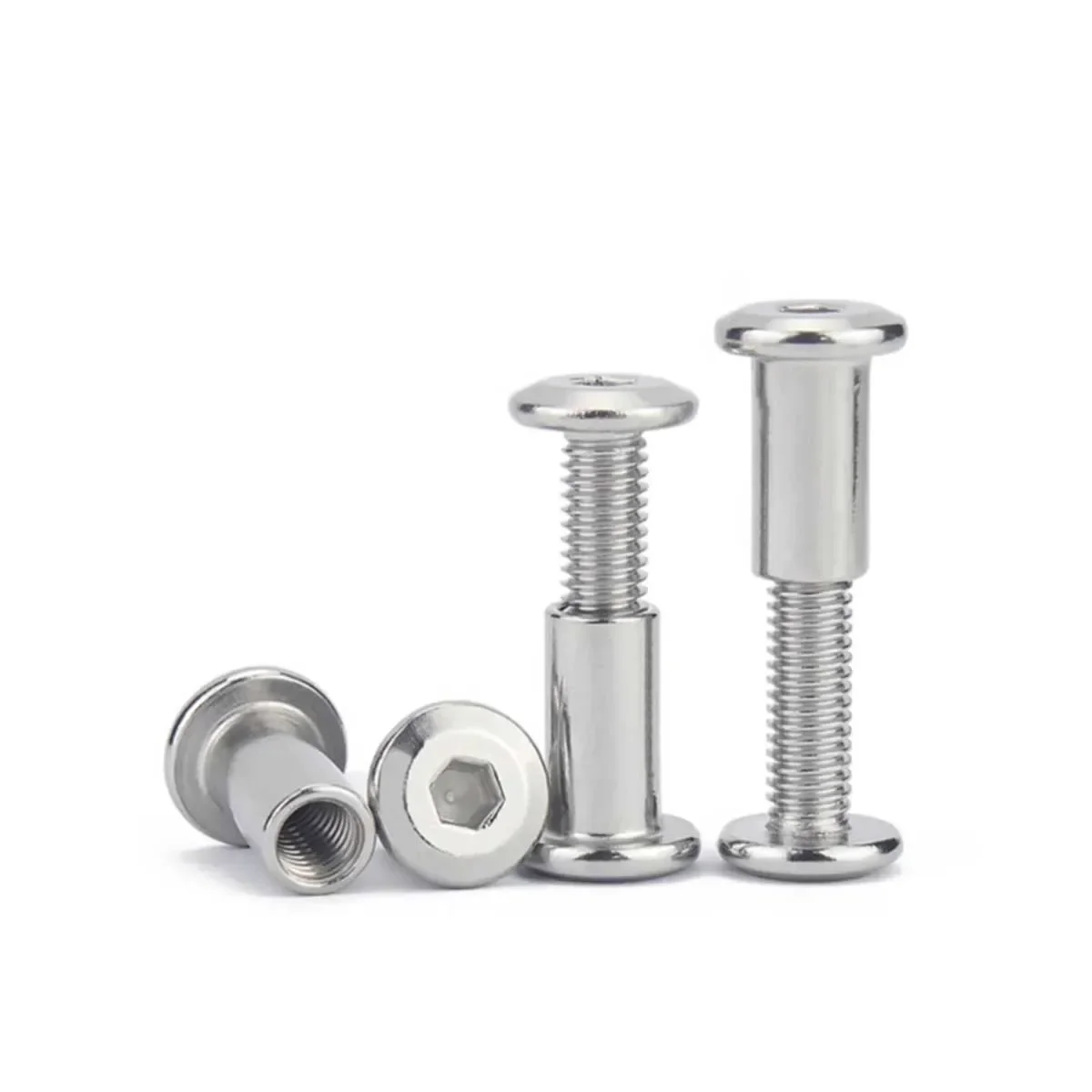 304 Stainless Steel Chamfered Hexagonal Screw Locking Nut Combination Furniture Connecting Clamp Plate Docking Bolt  M3M4M5