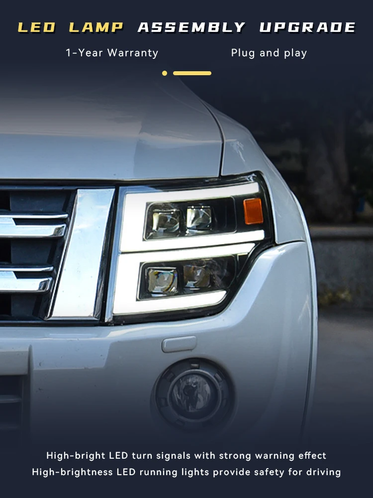 

Фара для Mitsubishi Pajero V97 V87, 2005-2021, светодиодная модифицированная фара V93, динамический сигнал, анимация, аксессуар для DRL