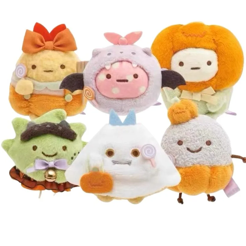 Kawaii Anime San-X Sumikkogurashi Sumikko Gurashi Stuffed Toys Halloween Pumking Dinosaur Rilakkuma  Plush Keychain Kids Gifts