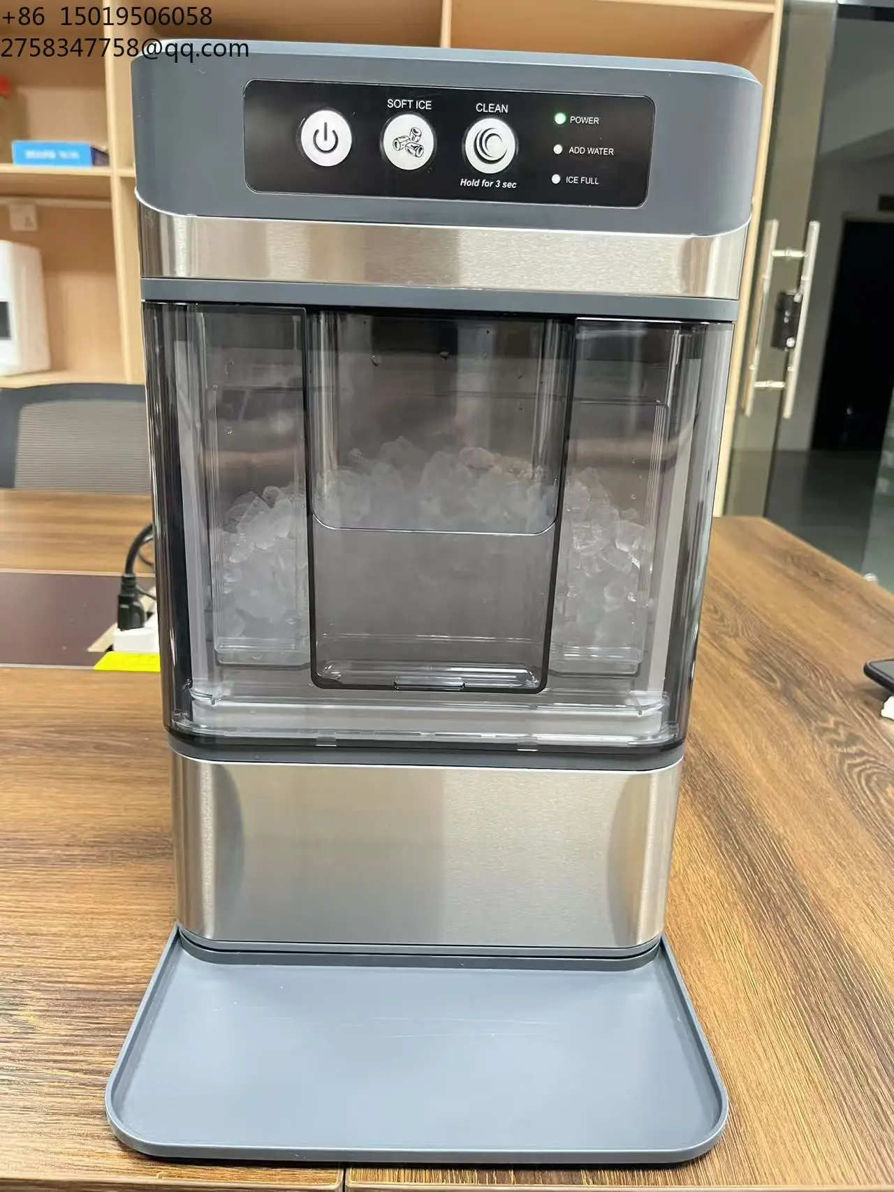 Stainless Nugget Chewing Ice Flake Cube Ball Maker Machine with Custo=m logo Home