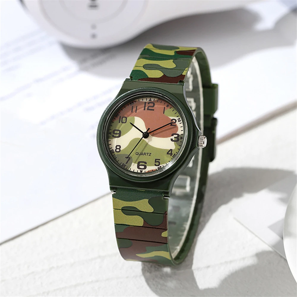 Simple Trendy Camouflage Band Quartz Student Watch