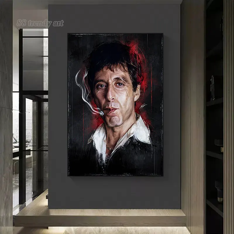 Gangster Film Scarface Canvas Painting Tony Montana Posters and Prints Abstract Movie Figure Wall Art Pictures Home Decor Mural