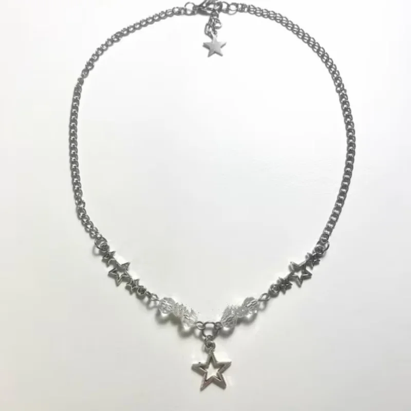 COLLAR COLGANTE de estrella Y2K, cuentas de dijes de joyería de calle, accesorios de cuentas, idea de regalo, hecho a mano