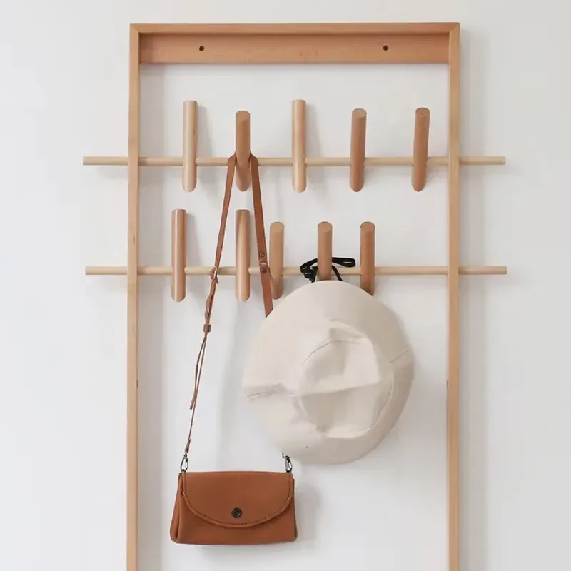 Wall Mounted Coat Rack with 10 Hooks Adjustable Angle Space Saving Hanger for Entrance Bedroom Scarf Bag Hat Umbrella