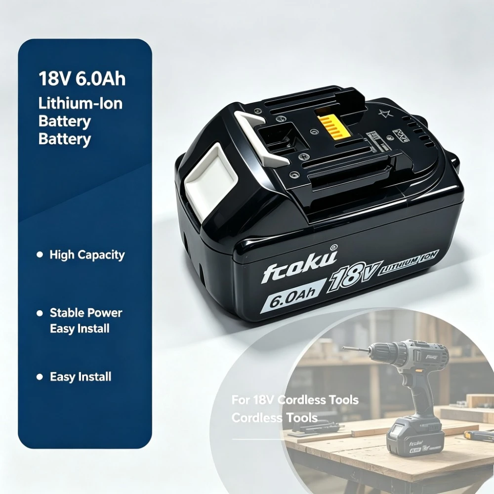 6.0Ah 18V Lithium-ion Replacement Battery Pack, Compatible with 18V LXT BL1840 BL1850 BL1860B Power Tool Batteries