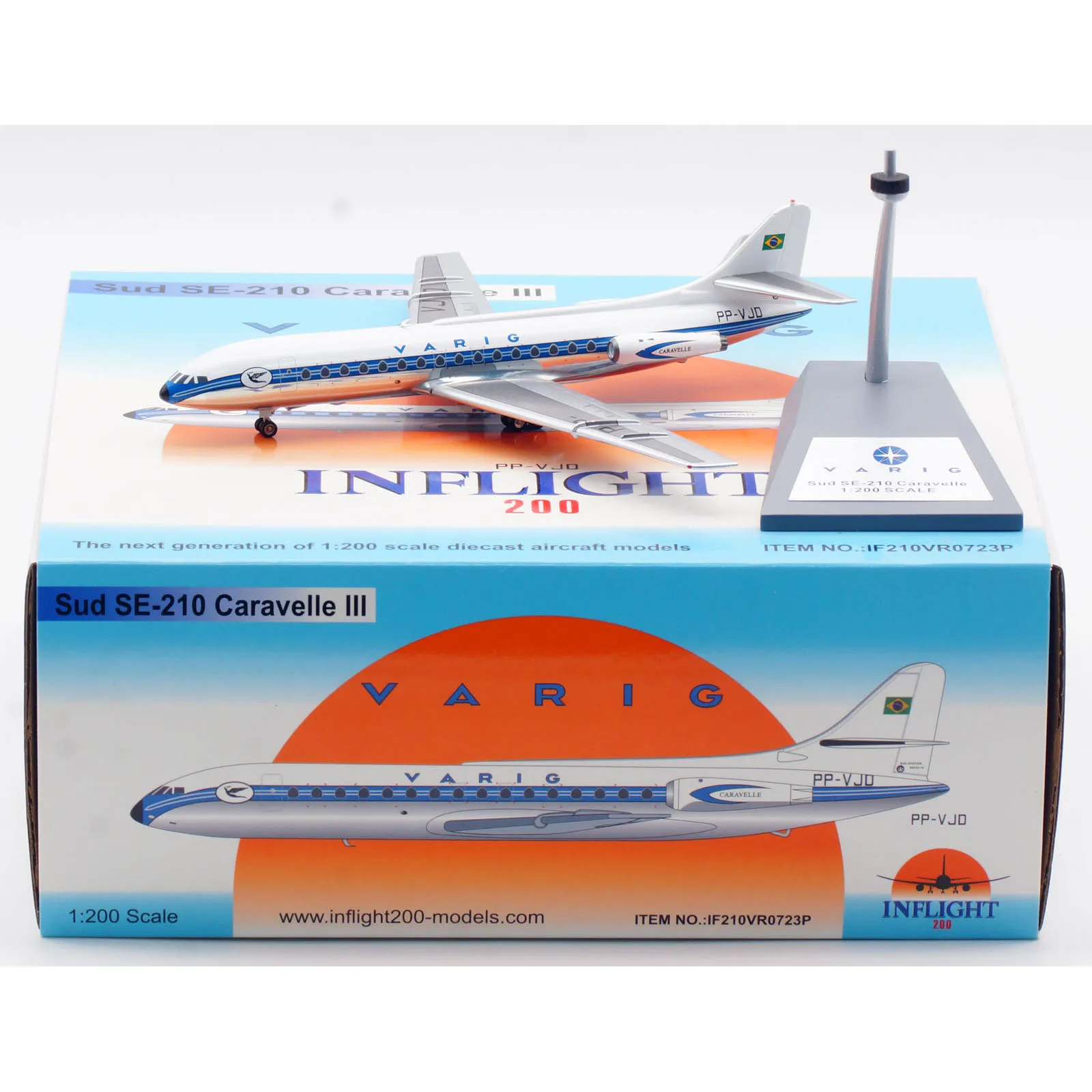 

IF210VR0723P Alloy Collectible Plane Gift INFLIGHT 1:200 Varig AIRLINES Sud SE-210 Caravelle III Diecast Aircraft Model PP-VJD