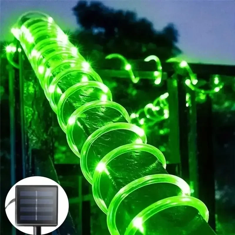 

1pc Solar LED String Light 200LED Tube Rope String Lights With 8 Modes Outdoor Waterproof Tube Solar Fence Lights For Home Decor