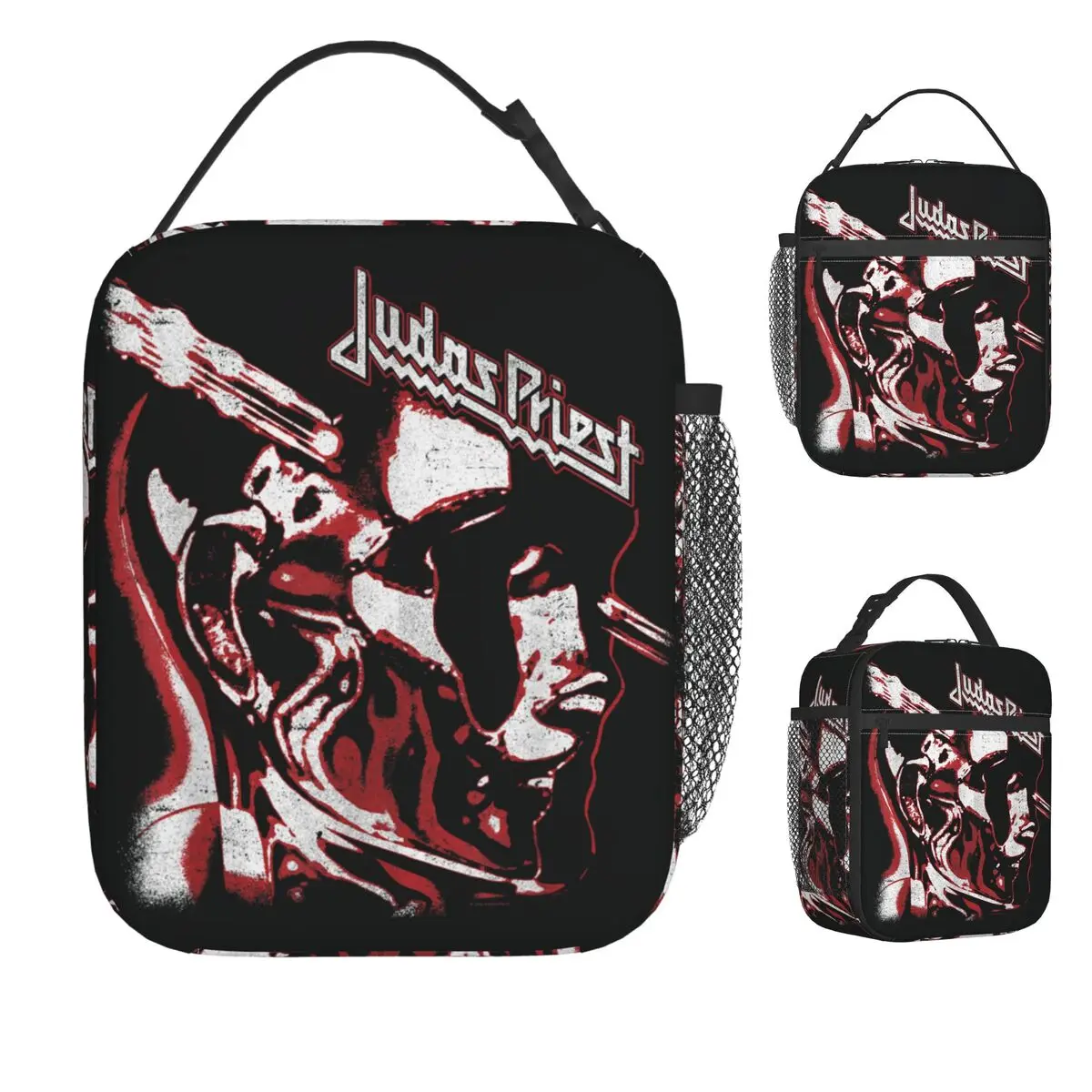 

Judas Priest Stained Class Red On Black Сумка для обеда Эстетическая коробка для обеда Пляжная портативная сумка-тоут для еды Сумка-холодильник с принтом