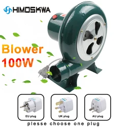 220V 100W household blower Iron Barbecue blower Small centrifugal blower EU Plug adapter Green for barbecue