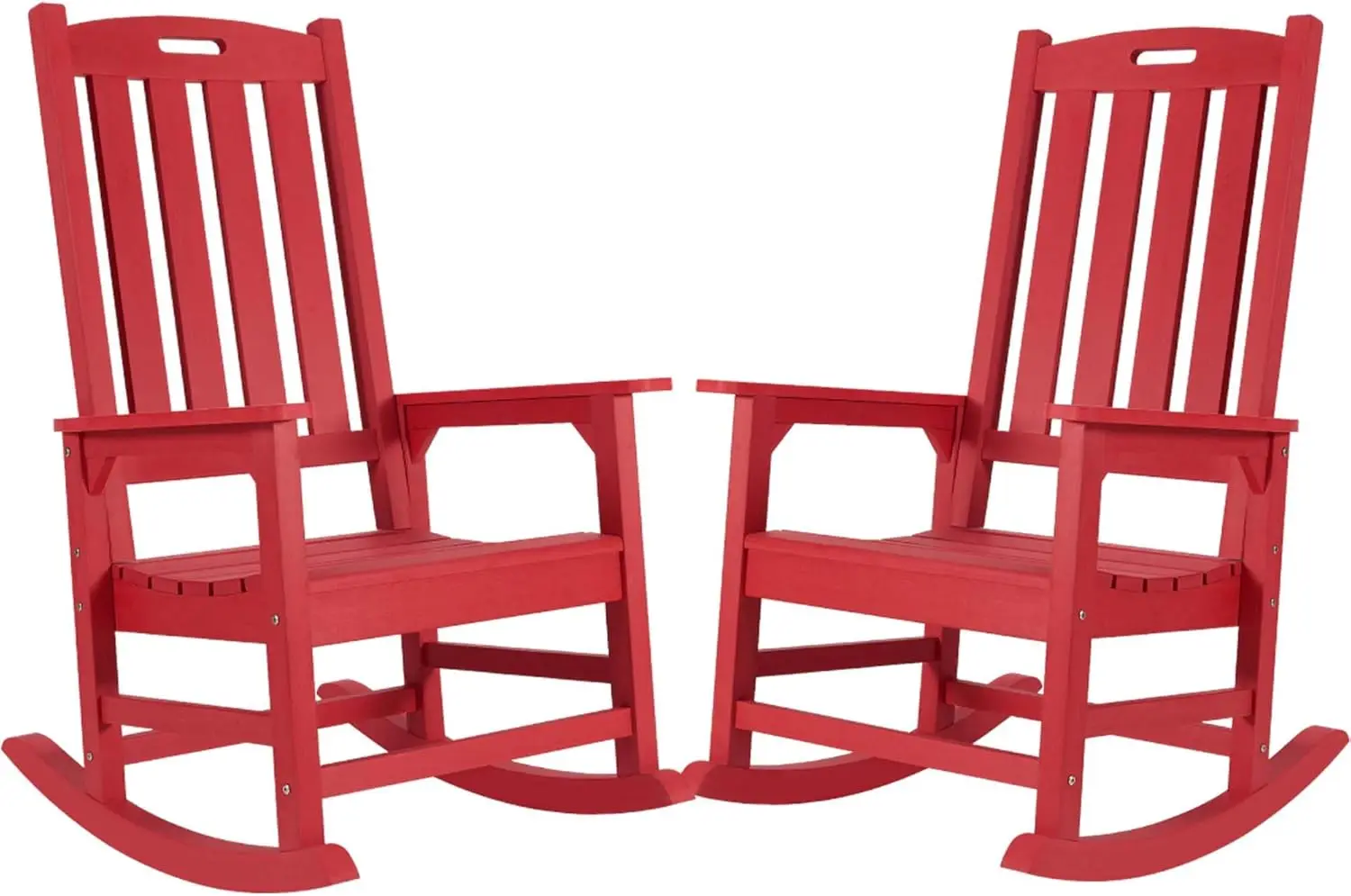 

Oversized Outdoor Rocking Chair Set of 2 Porch Rocker with 21" Wide Seat and 32" Tall Backrest Pre-Assembled(Red)