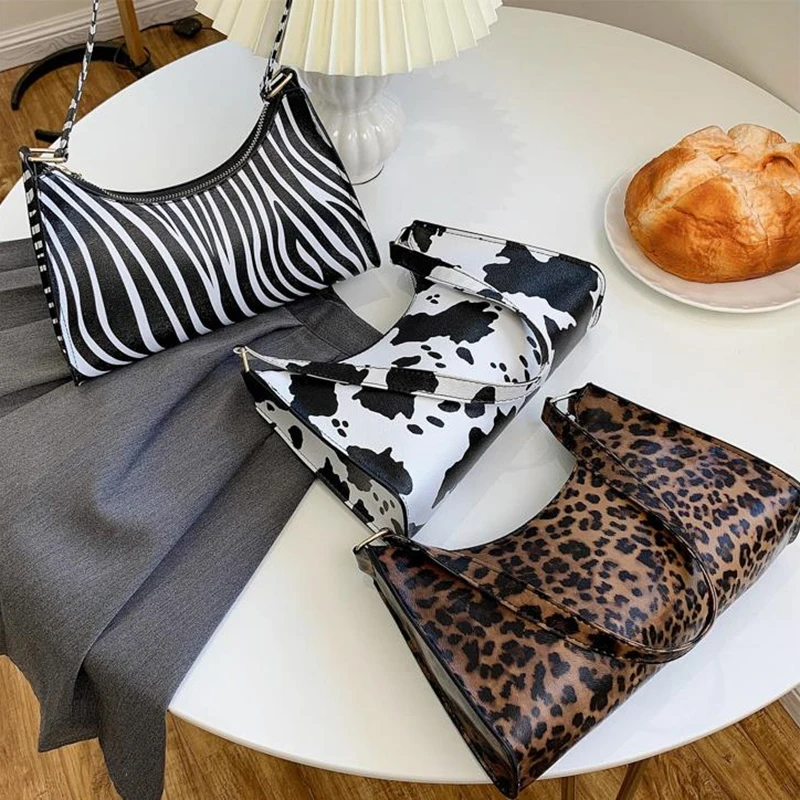 Fashion Zebra Print Women Luxury Handbag PU Simple Underarm Shoulder Bags Female Daily Design Totes Purse Pouch сумка багет