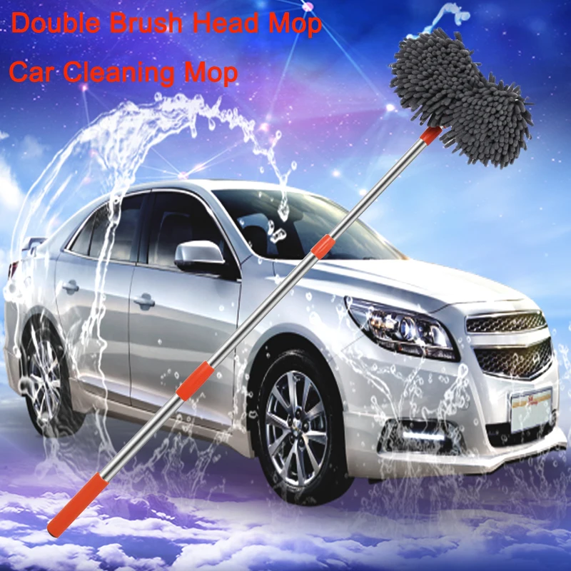 

Car Cleaning Mop Double Brush Head Wash Brush 360° Rotation Adjustable Mop Window Wash Clean Tool Auto Cleaning Accessories