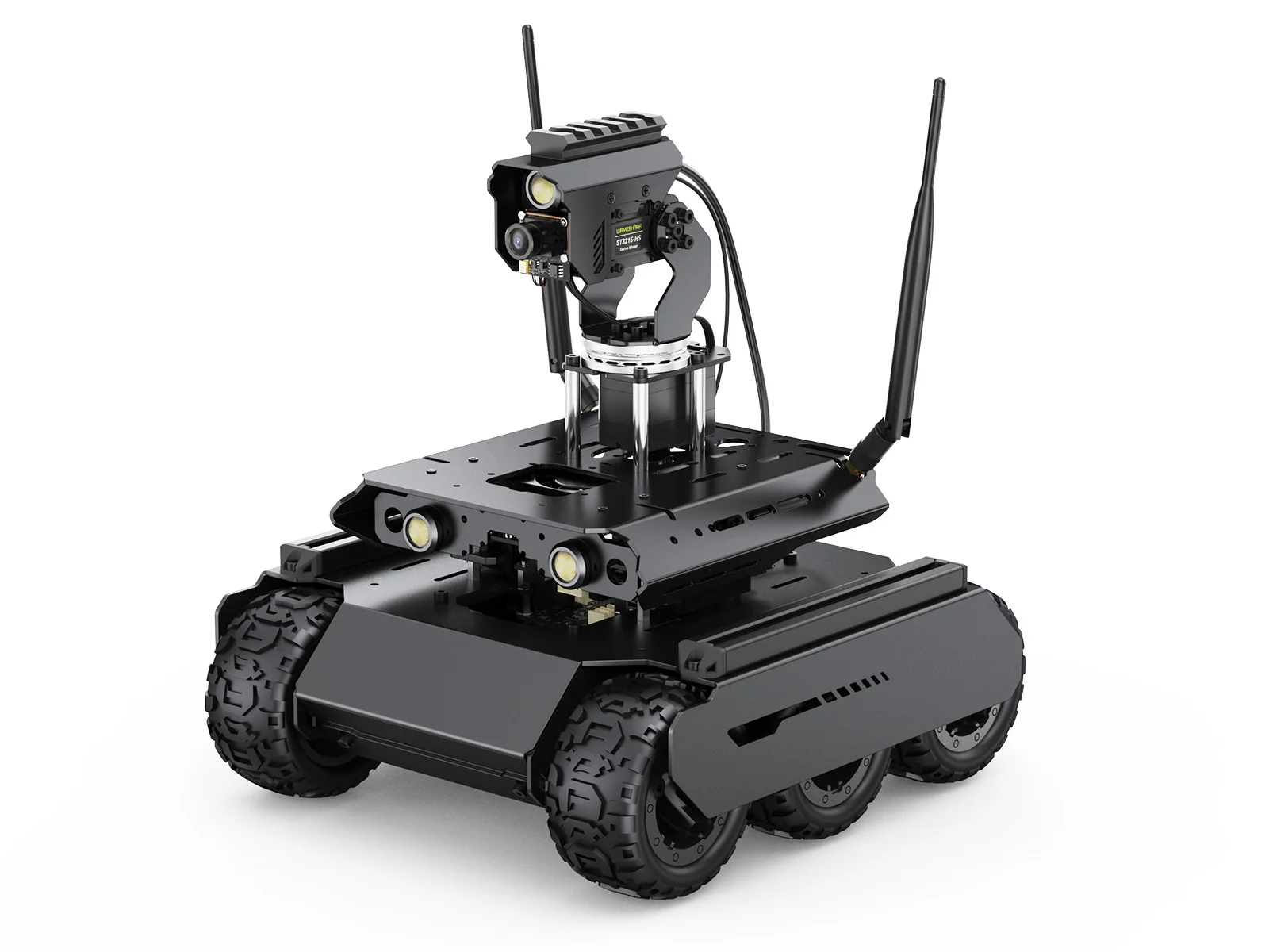 Waveshare UGV Rover Open-Source 6 Wheels 4WD AI Robot For Jetson Orin, Dual Controllers, 360° Flexible Omnidirectional Pan-Tilt