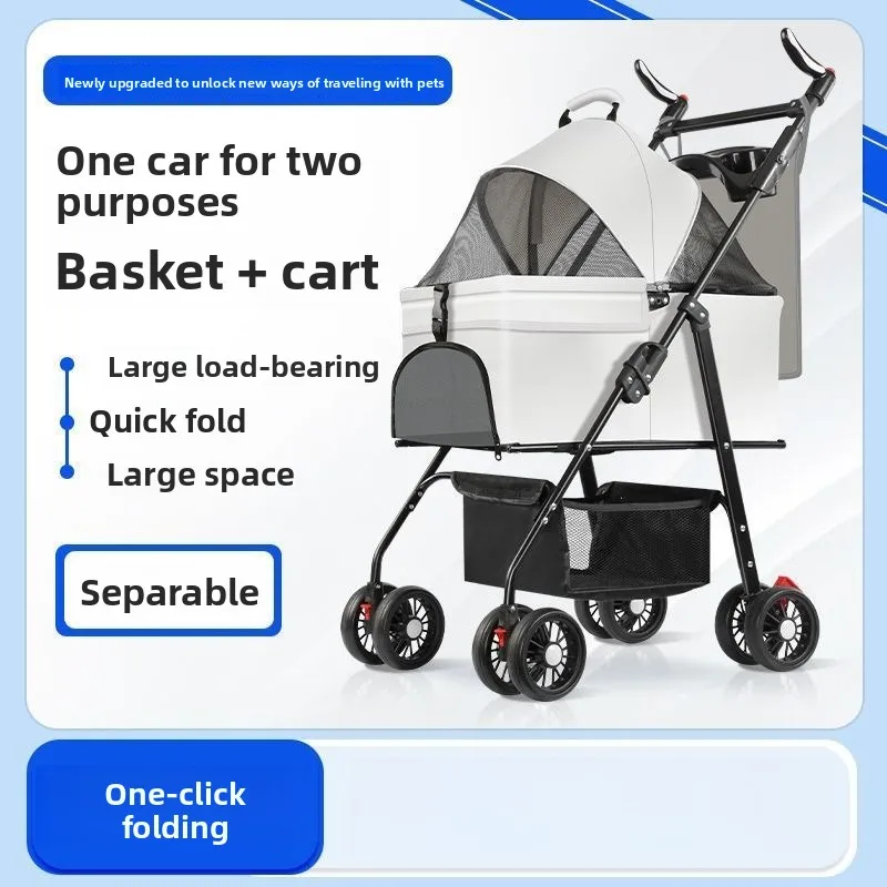 Pet Stroller Small Dogs Cats Lightweight Foldable Detachable Bag Outdoor Travel Dog Cart Pet Stroller Cat Stroller