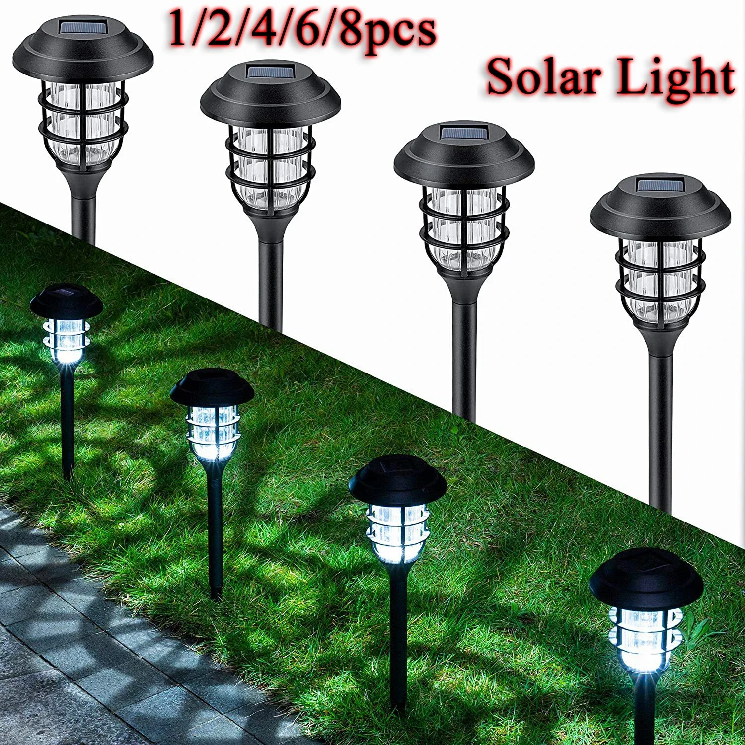 

1/2/4/6/8pcs Solar Striped Lawn Light LED Household Outdoor Waterproof Yard Light Garden Park Ground Landscape Decorative Light