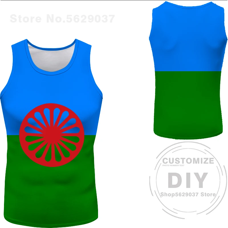 Vest Rom Gypsy Flag Of The Romani People Sleeveless T-shirt Print photo logo clothes customizable image 2