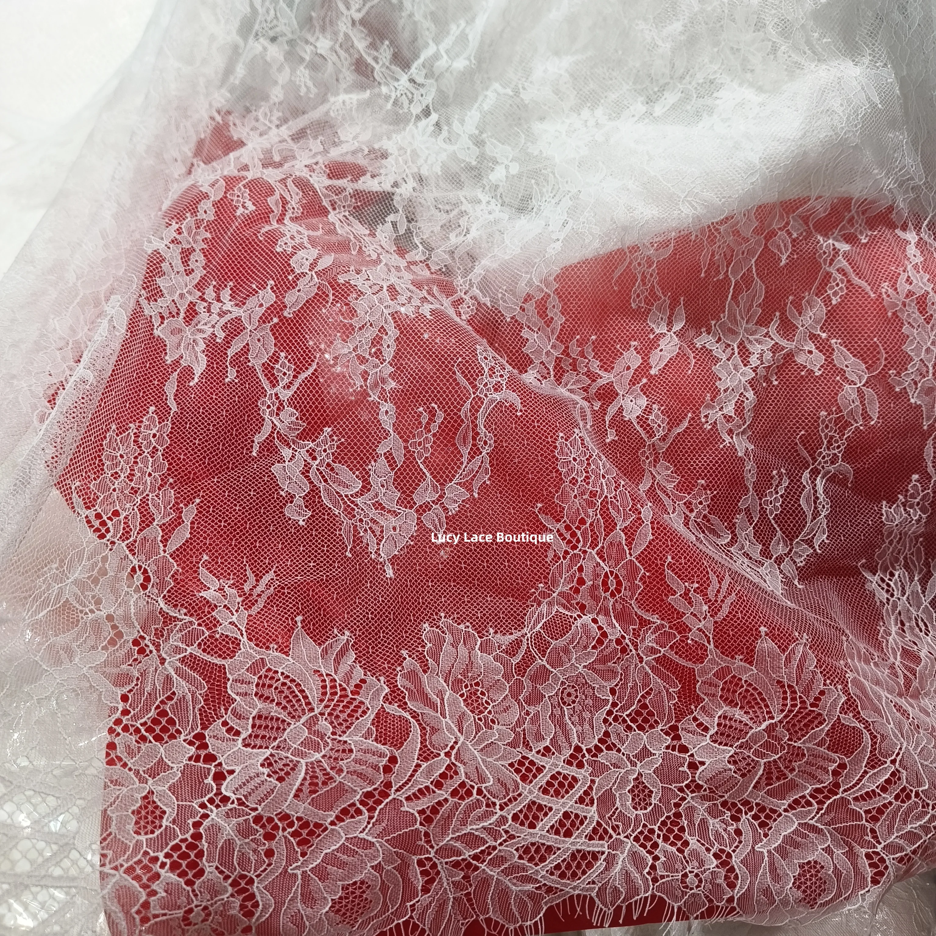 3meter price bridal chantilly lace fabric Off white lingerie lace Two lashes lace fabric material in stock 2025 Designs new