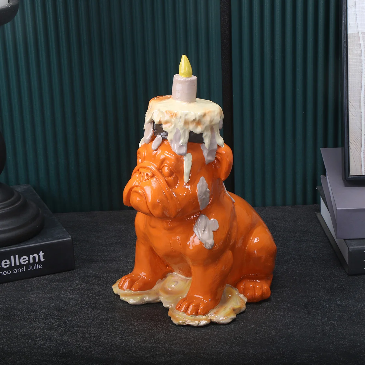 Nordic Resin Balloon Dog Sculpture with IceCream Cone Cake Design Animal Figurines Home Decor French Bulldog Statue Ornaments