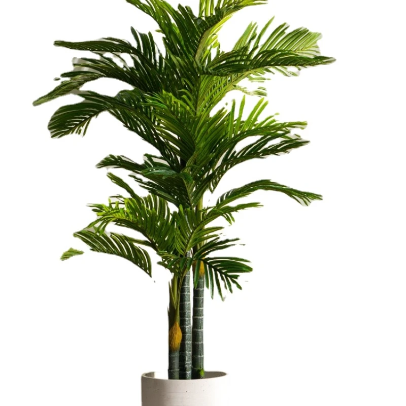 QJJ Super Large Simulation Areca Palm Brown Tung Tree Green Plant Floor Bonsai Fake Trees Plant