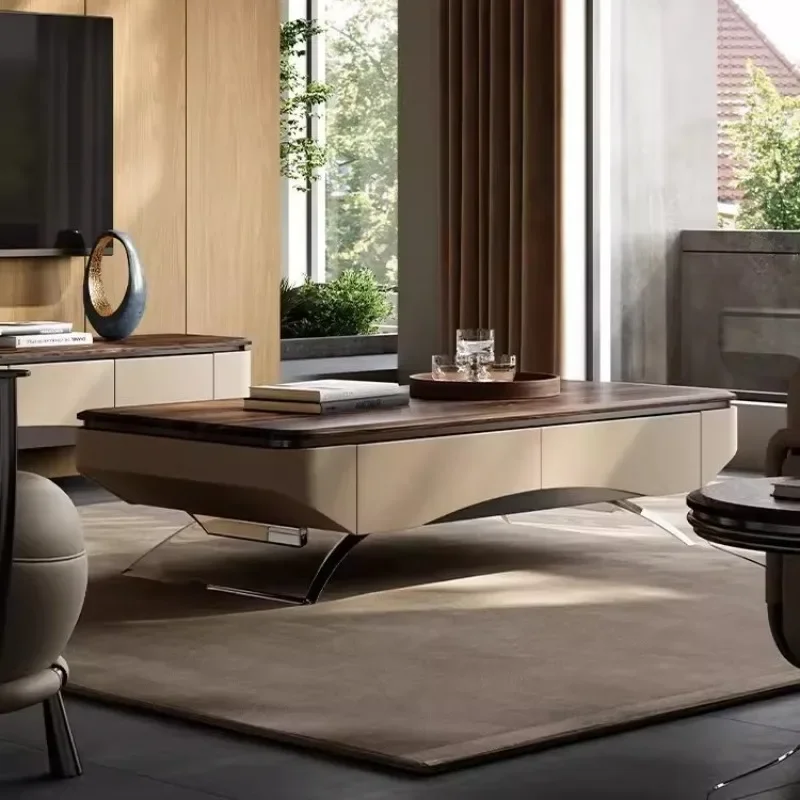 

North American black walnut acrylic coffee table TV cabinet combination living room solid wood designer