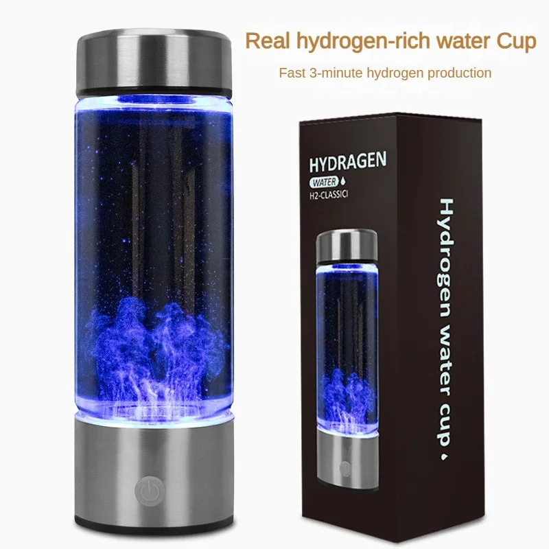 

Hydrogen-Rich Water Cup USB Charging Hot And Cold Water Universal 420ML High Borosilicate Glass Platinum Titanium Electrolysis