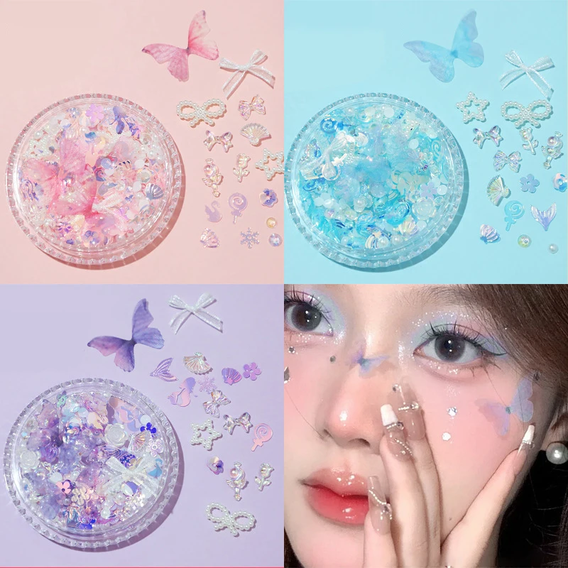 Butterfly Tear Diamond Face Sticker Sparkling Diamond Water Droplets On The Face And Eyes Pearl Adhesive