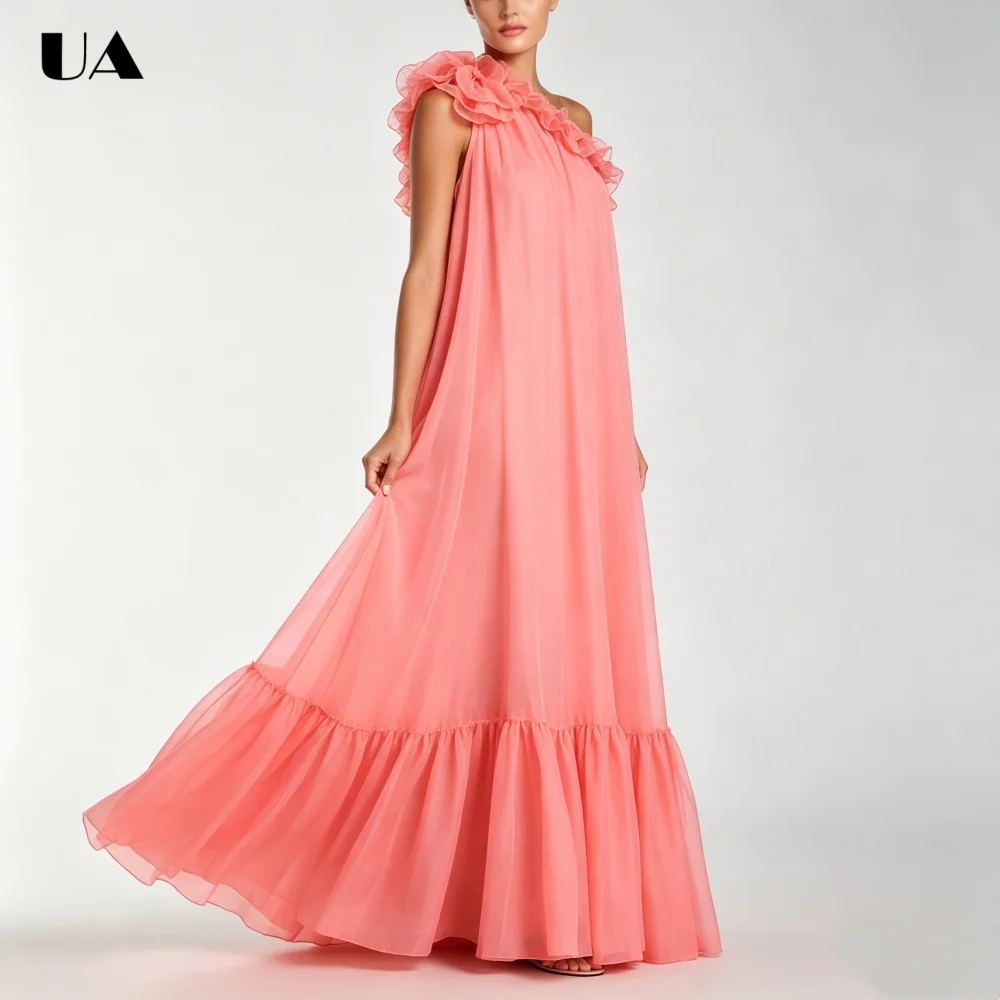 

ULBYANRY Индивидуальные вечерние платья из шифона с 3D-цветами для женщин, элегантное асимметричное вечернее платье, однотонное праздничное платье