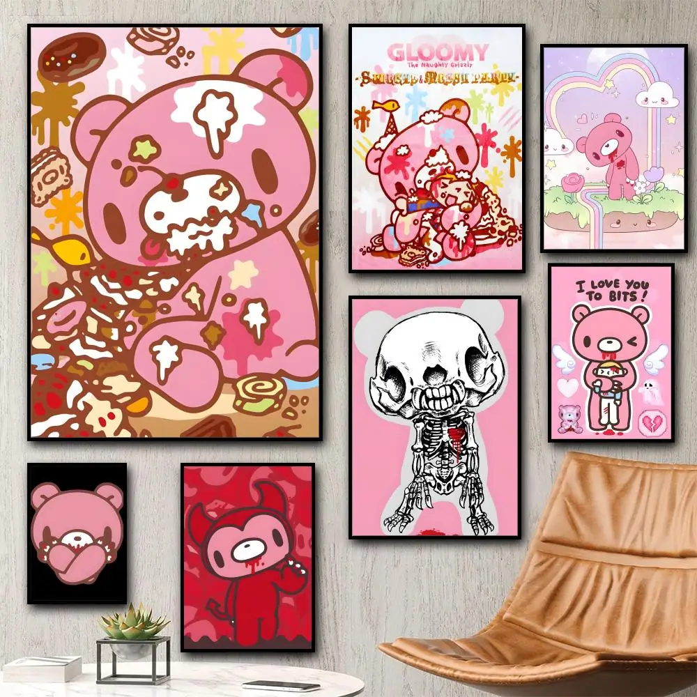 Cartoon G-Gloomy Bear Painting Calligraphy HD Canvas Poster living room bedroom bar aesthetic