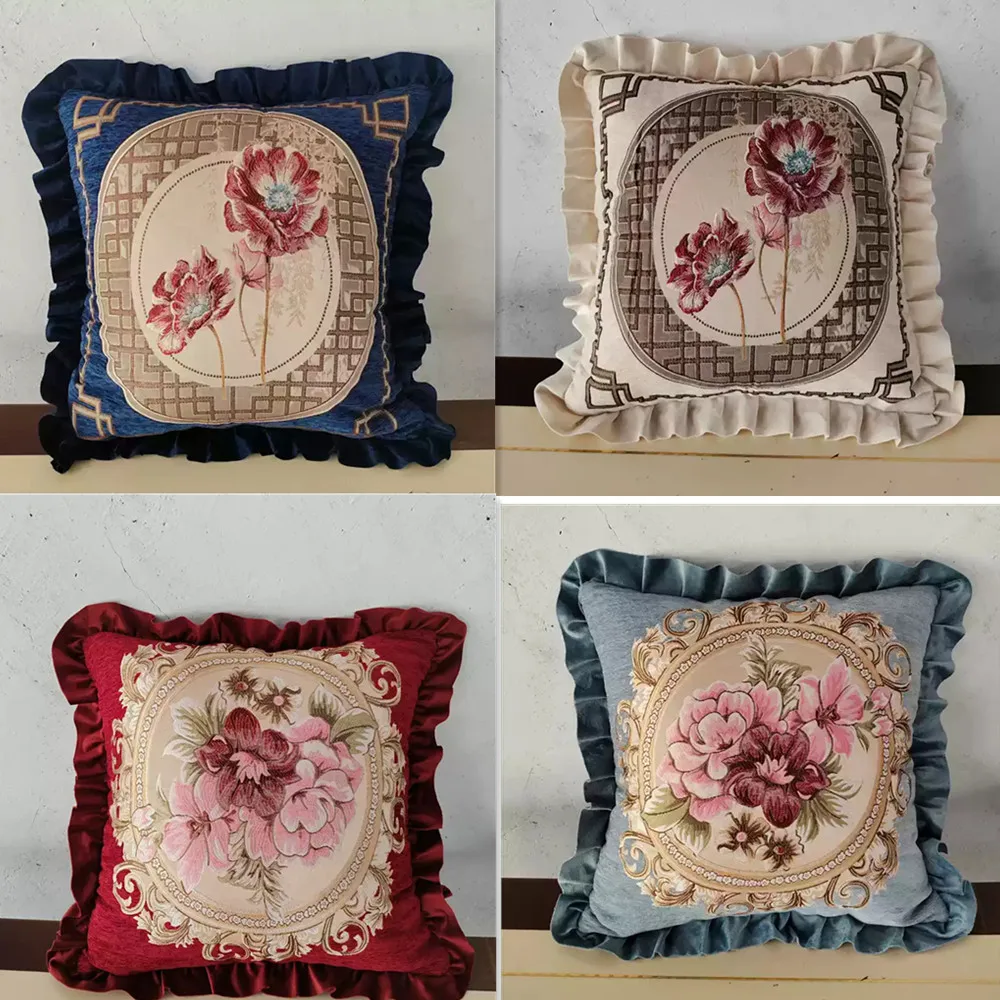 

Chenille Jacquard Lace Nap Pillow Living Room Sofa Cushions Bedside Pillow Cozy Sleeping Neck Throw Pillow For Home Sofa Bed Car