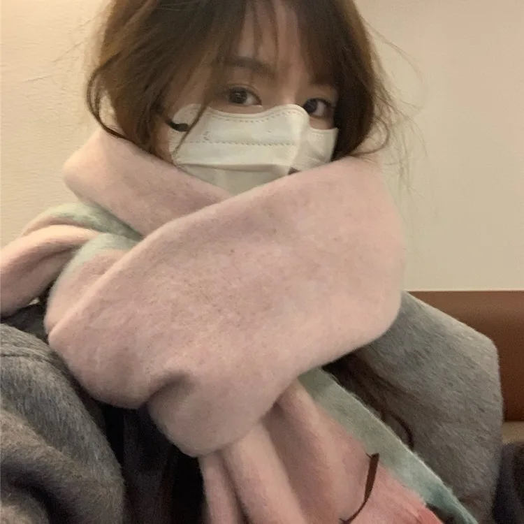 

Korean Style Chic Warm Wrap Women Fall Winter Knit Imitation Cashmere Versatile Long Female Scarf New Type Muffler Ladies Wh52
