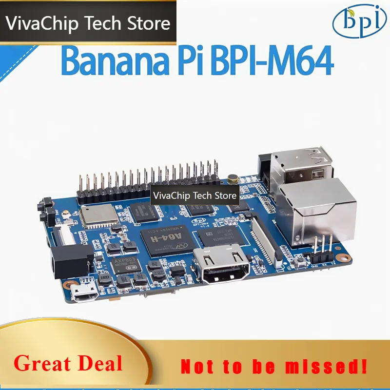 VivaChip TechBanana Pi BPI-M64 Single Board Computer Adopts Allwinner A64 Design, 2 GB RAM And 8G EMMC