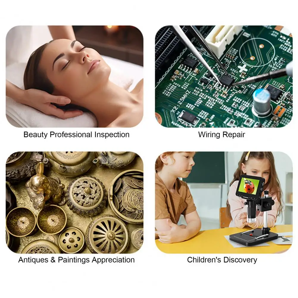 Цифровой микроскоп 4,3 дюйма, микроскоп с монетами 500/1000X FHD 1080P, видеомикроскоп для взрослой пайки с 8 светодиодами, Прямая поставка