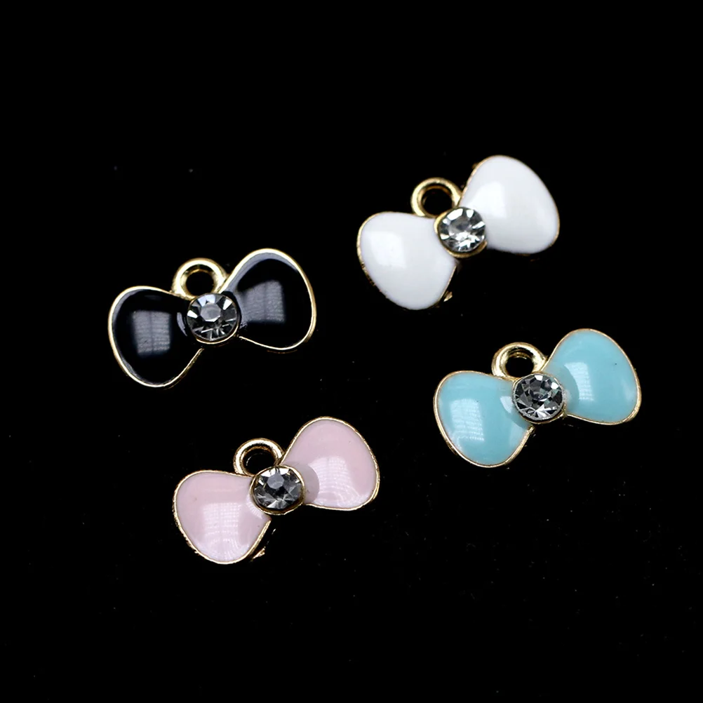 

20 Pcs Bow Tie Bracelet Charms Alloy Jewelry Bowknot Making Metal Pendant Enamel Pendants for Crafting