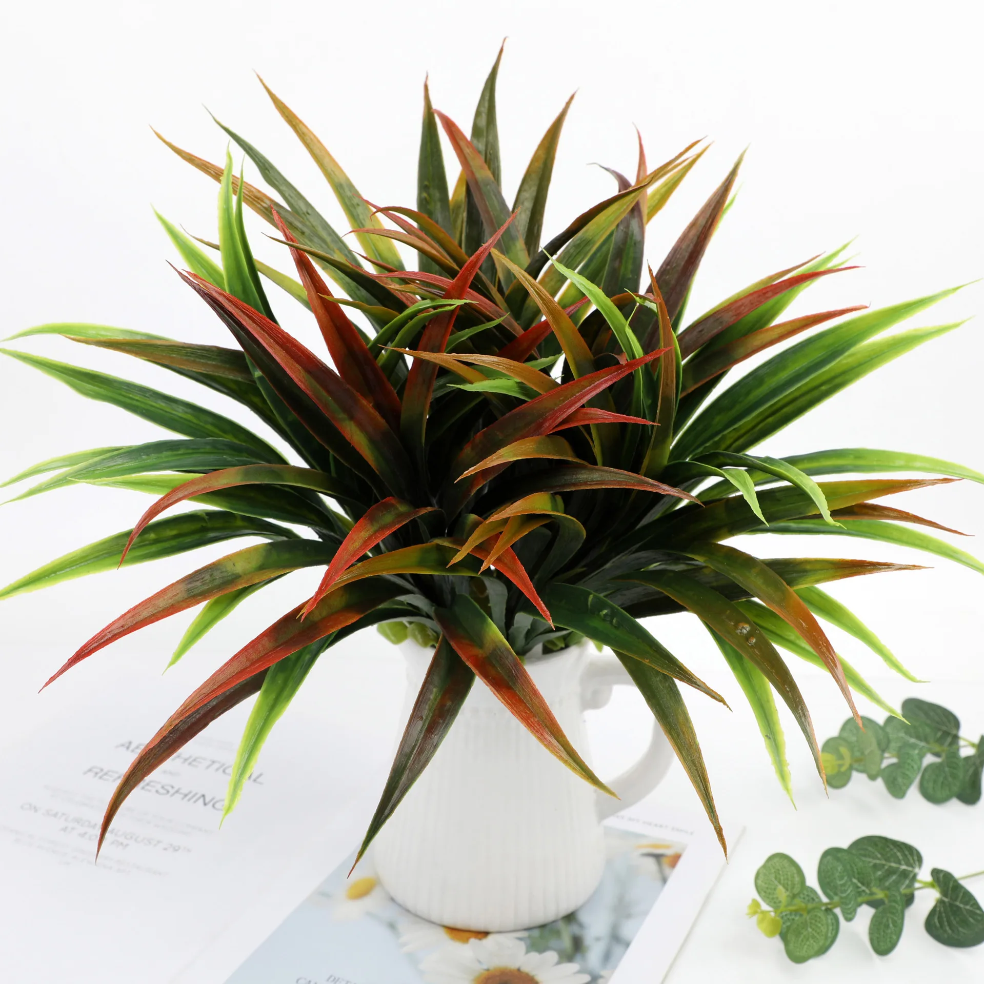 3 Stück künstliches Gladiolusgras-Bündel – künstlicher Grünstrauß, lebensechte Kunstpflanzen für Heimdekoration, Büro, Hochzeits-Mittelstück – Detail 6