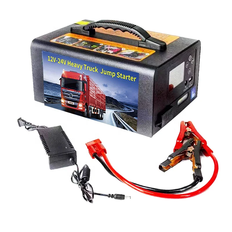 Portable 12V 24V Jump Starter 63000Mah 98000Mah Power Bank 4000A Peak Current LED Light Truck Engine Jump Starter Heavy Duty