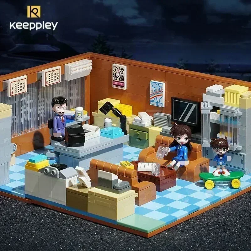 Keeppley-bloques de construcción de Detective Conan Mouri, oficina de Detective, juguete de retales de tres pisos, adornos, regalos de navidad