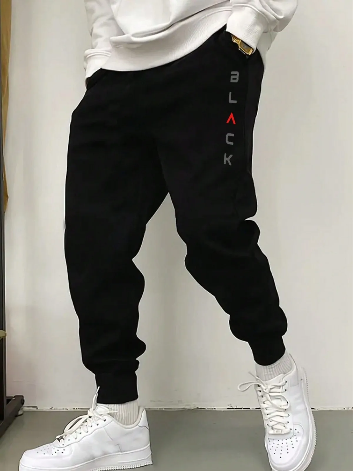 Men's Sweatpants Knitted Elastic Waist Drawstring Joggers Letter Graphic Print for Outdoor Activities and Jogging Bape Pants