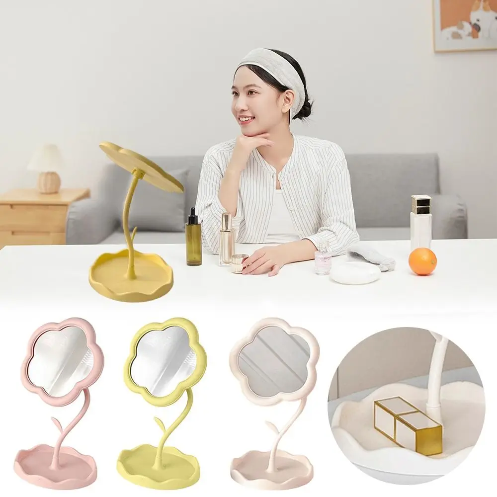 Desktop-Make-up-Spiegel, sonnenblumenförmig, niedlicher, mädchenhafter Herz-Schminkspiegel, abnehmbarer hängender Schmuck, hochauflösender Schönheitsspiegel