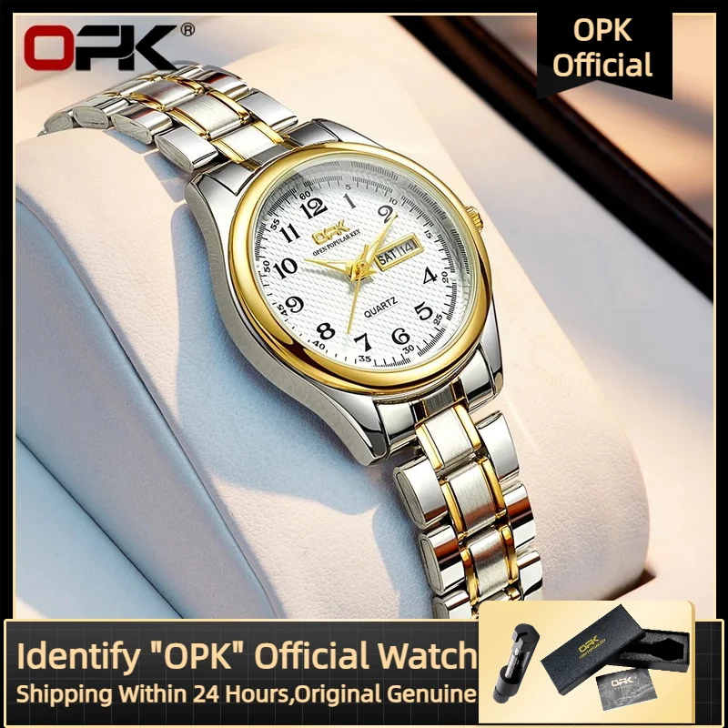 

OPK 8110, женские часы, модные классические водонепроницаемые светящиеся цифровые часы из нержавеющей стали с цифровым циферблатом даты, лучшие люксовые брендовые кварцевые женские часы