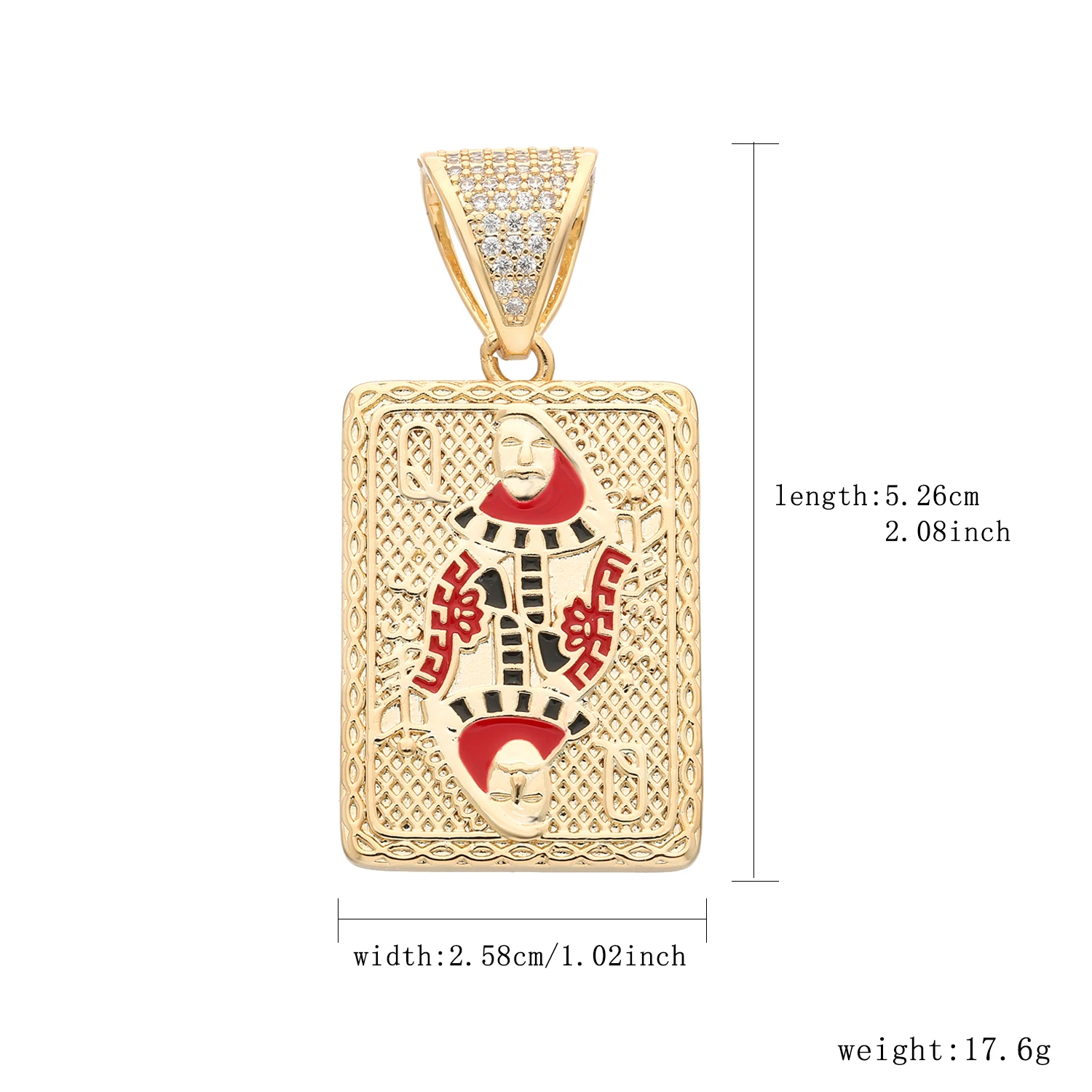 Exquisite Creative Poker Q Zircon Pendant Stainless Steel 3mm Tennis Chain Men's Fashion Casual Party Jewelry Holiday Gift
