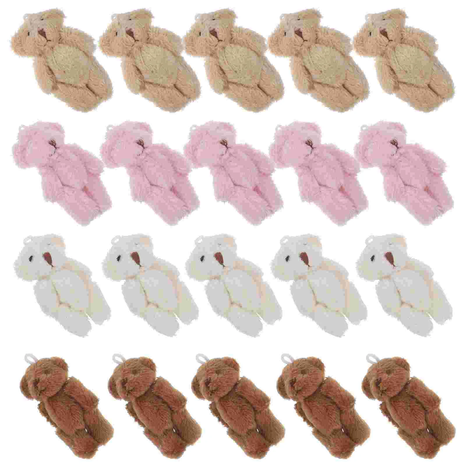 

20 Pcs Mini Plush Bear Small Toys Stuffed Animals Miniature Party Favors Pp Cotton Figures