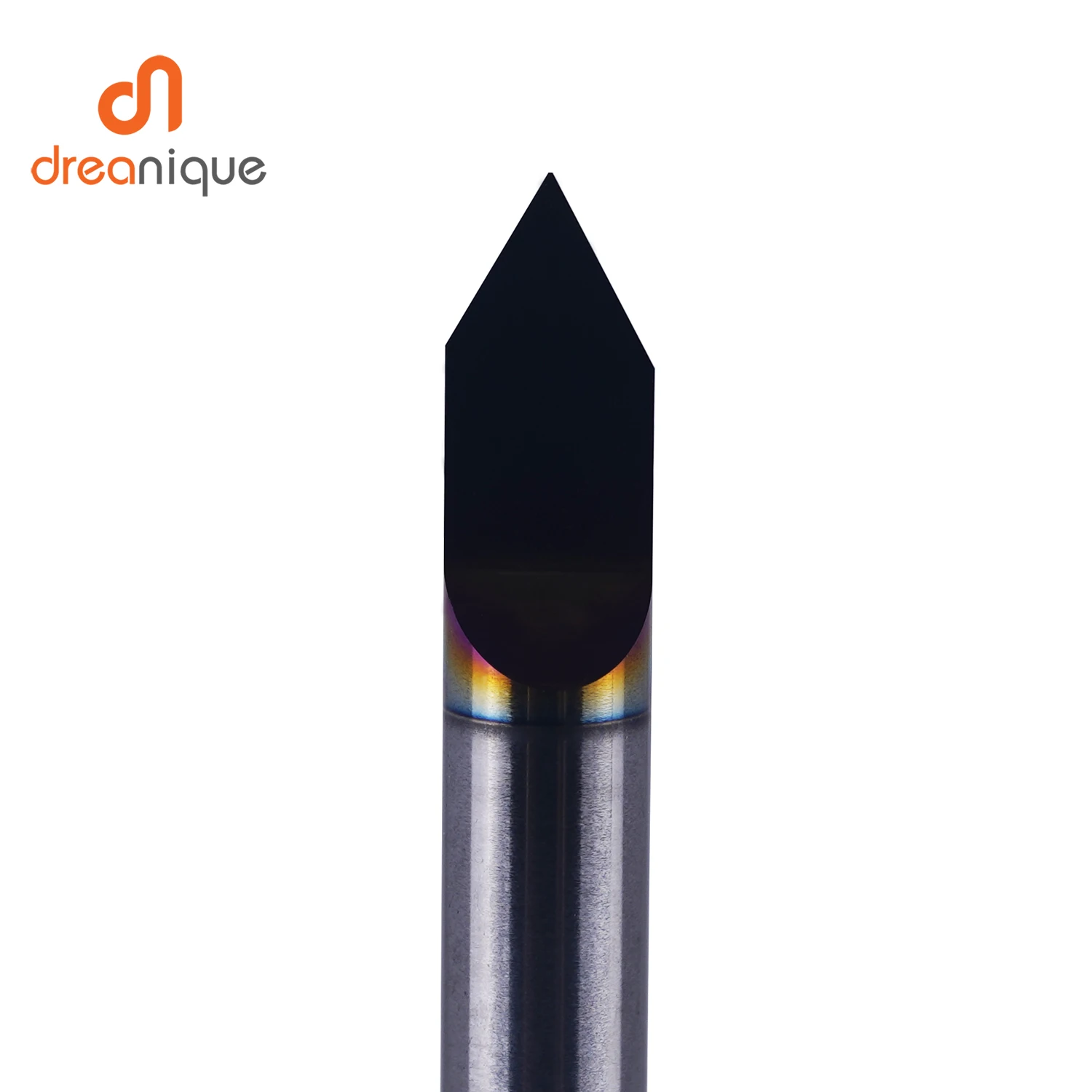 Dreanique 1pc Flat Bottom Carbide PCB Engraving Bit 3.175mm Shank DLC Coated 30 60 90degree 0.1 0.2 0.3mm Tip V Groove Bit Tool