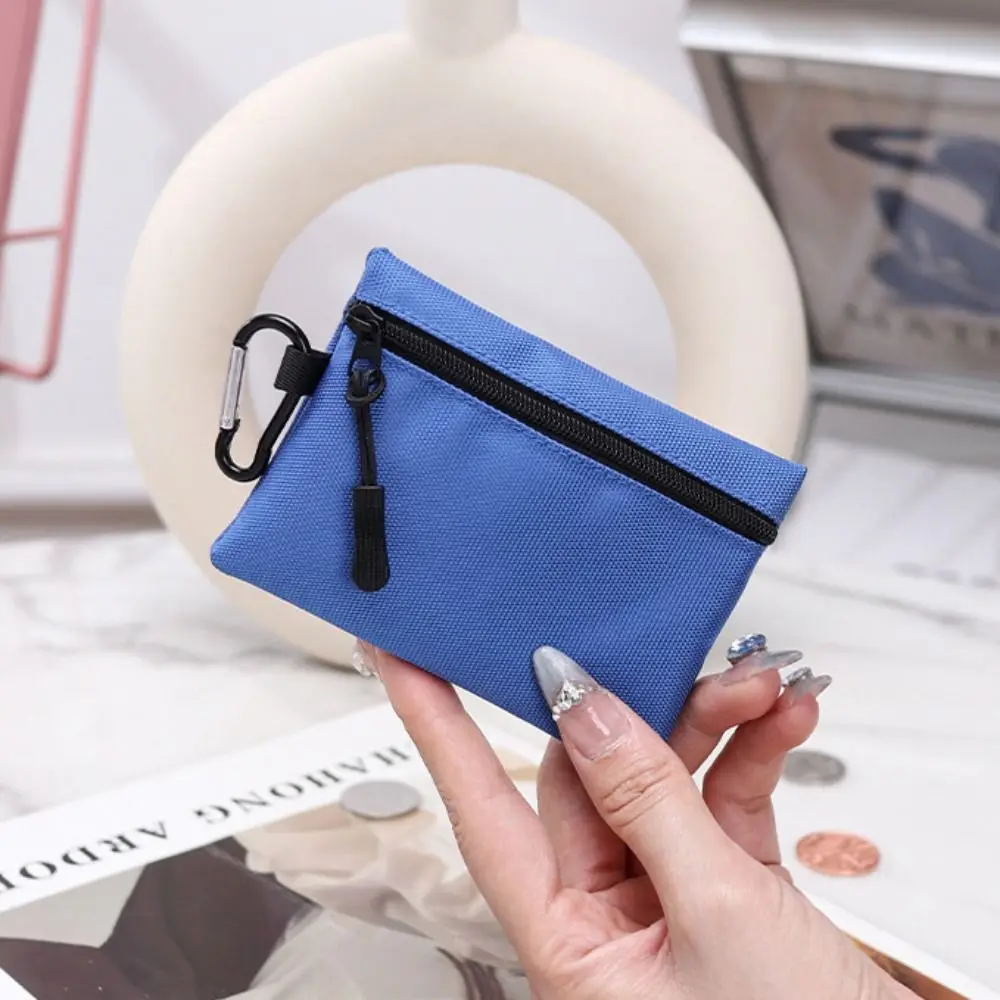 Practical Canvas Coin Purse Zipper Ultra Light Card Bag Mini Size Solid Color Canvas Pouch Everyday Carry