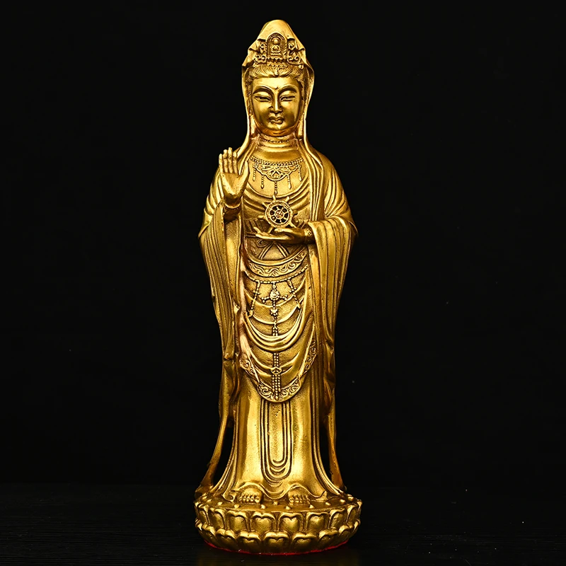 Old Brass Buddha Wheel Guanyin Bodhisattva Station Buddha Amitabha Buddha Worship Hall Town house